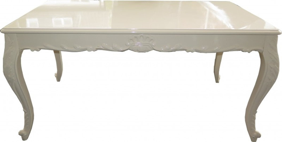 Barock Esstisch Creme Hochglanz - Esszimmer Tisch - alle Grössen