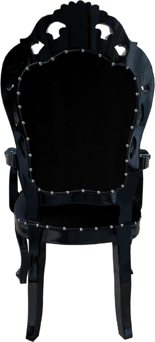 Barock Esszimmerstuhl 6er Set Schwarz - Handgefertigte Antik Stil Stühle mit Armlehnen - Barock Esszimmer Möbel