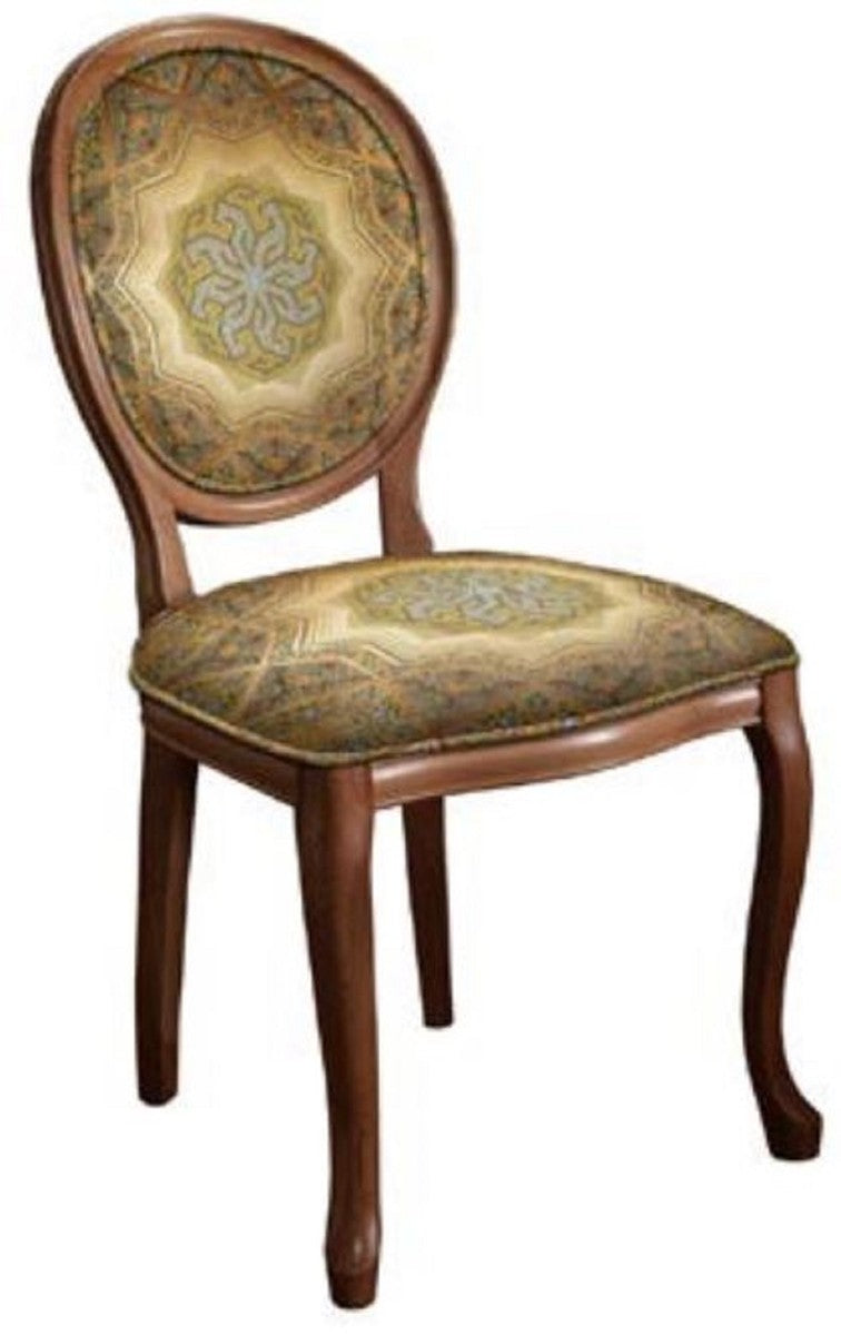 Barock Esszimmerstuhl Mehrfarbig / Braun - Handgefertigter Antik Stil Stuhl - Esszimmer Möbel im Barockstil