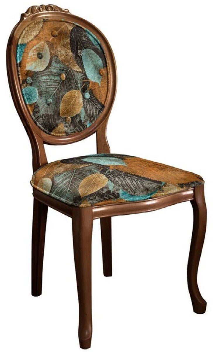 Barock Esszimmerstuhl Set mit elegantem Design Mehrfarbig / Braun - 6 Handgefertigte Küchen Stühle im Barockstil - Barock Esszimmer Möbel