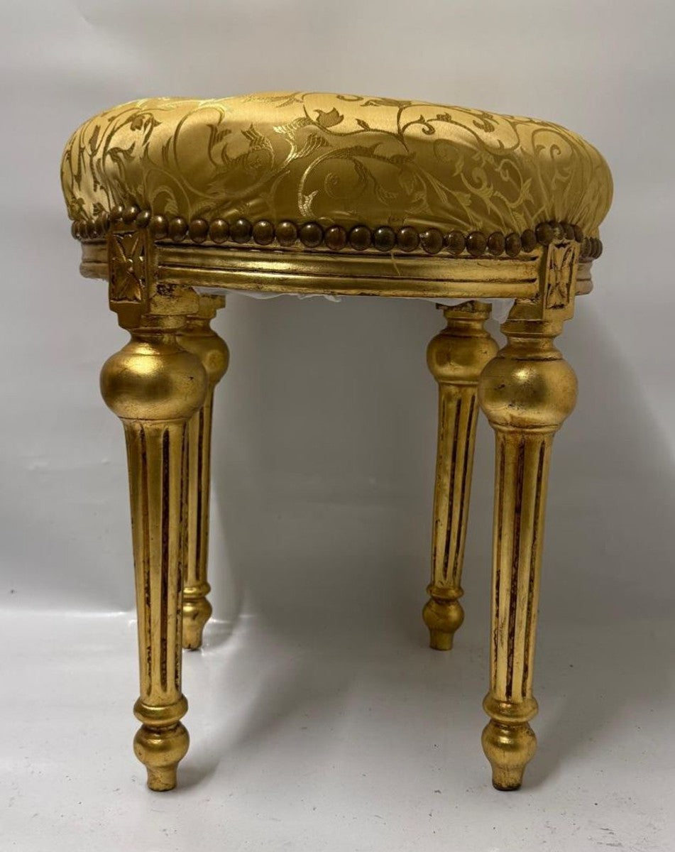 Barock Hocker Gold / Antik Gold H. 54 cm - Runder Barockstil Sitzhocker