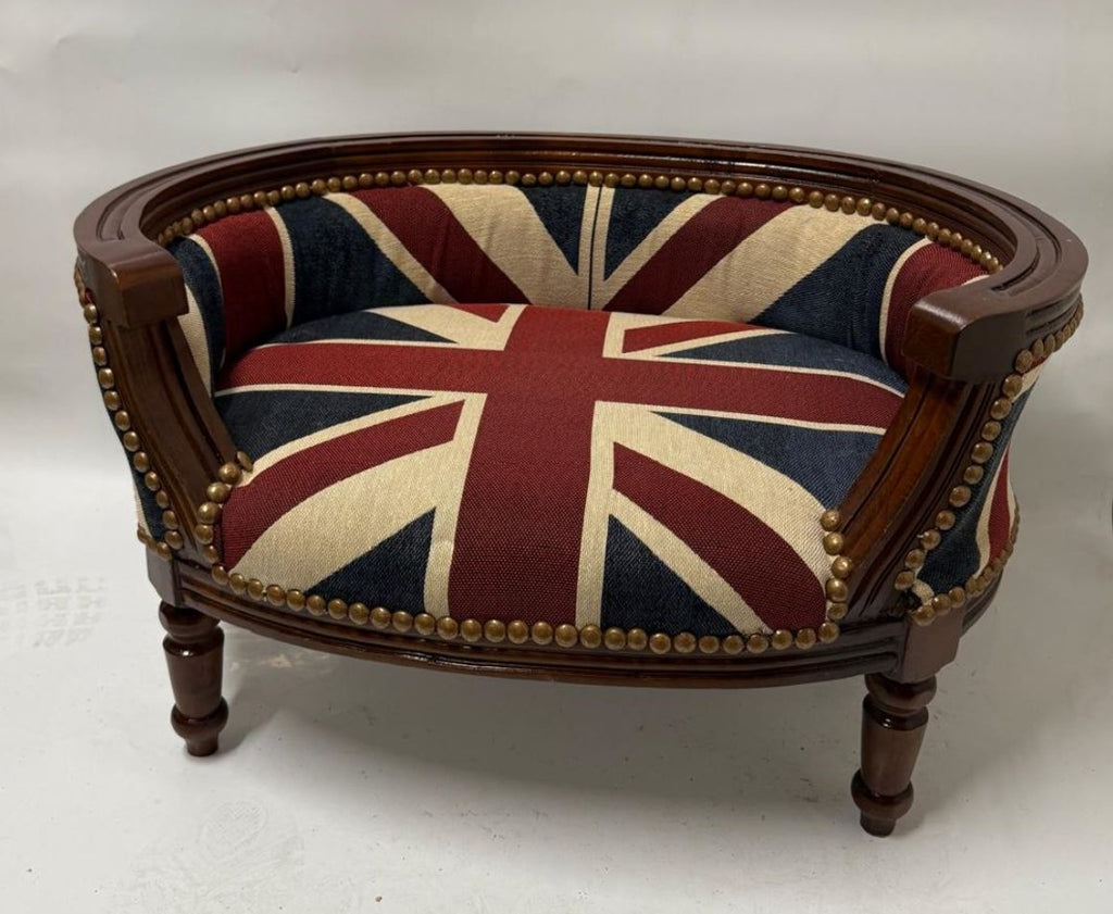 Barock Hunde & Katzenbett Union Jack / Dunkelbraun - Barock Tiermöbel
