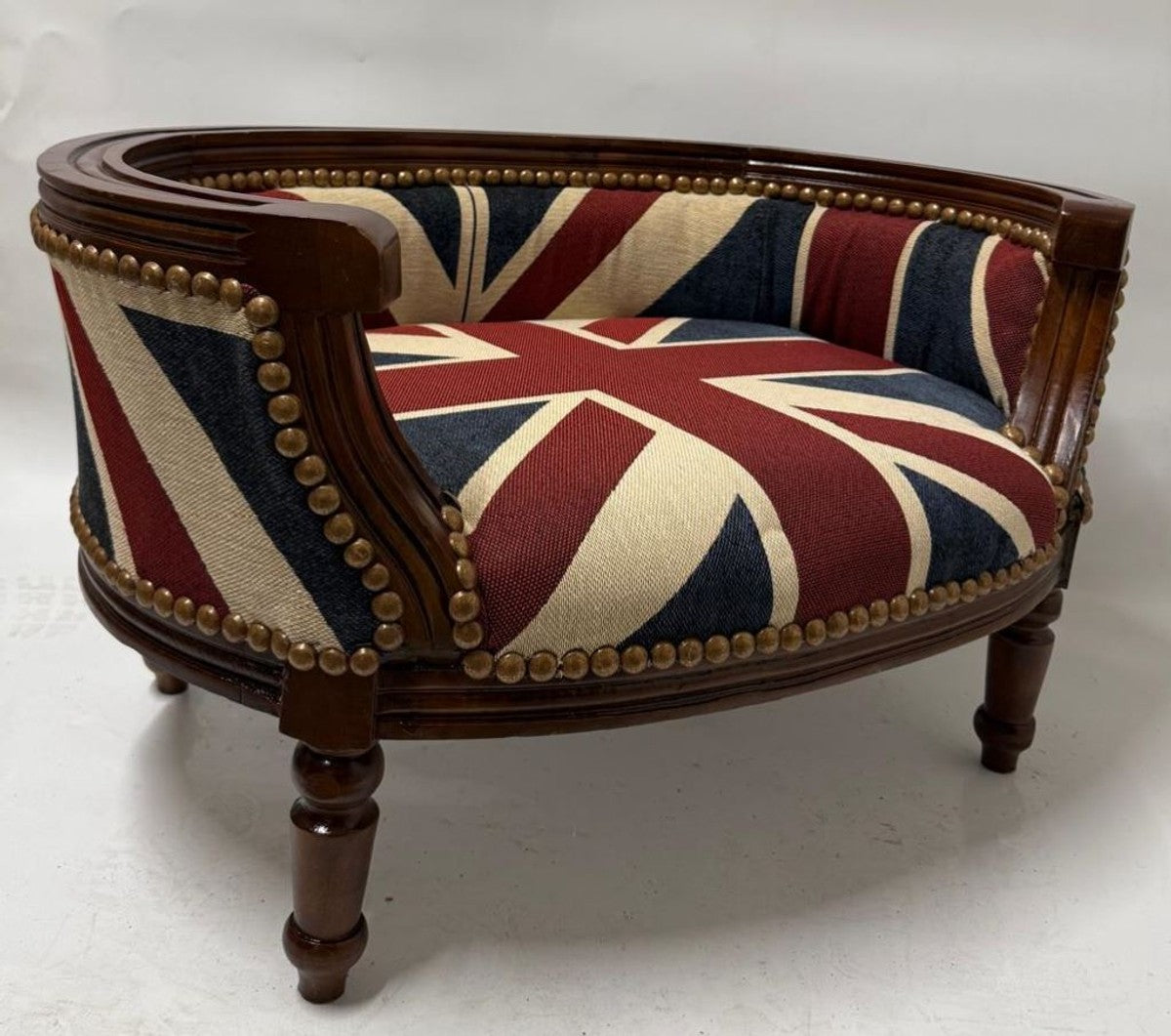 Barock Hunde & Katzenbett Union Jack / Dunkelbraun - Barock Tiermöbel