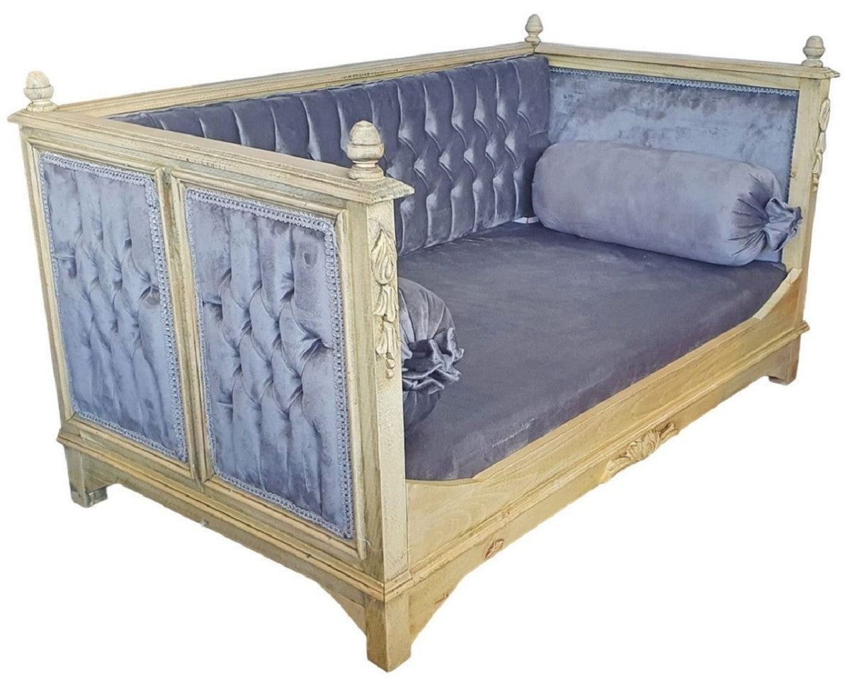 Barock Hundebett Grau / Creme - Prunkvolles Antik Stil Hundebett - Handgefertigte Hunde Möbel im Barockstil - Barock Tiermöbel - Antik Stil Tiermöbel