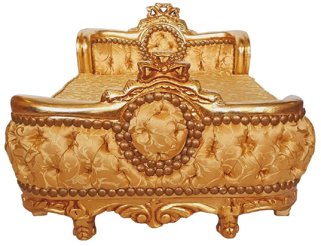 Barock Hundebett Gold Muster / Gold - Handgefertigtes Antik Stil Hundebett - Prunkvolle Hunde Möbel im Barockstil - Antik Stil Tiermöbel - Barock Tiermöbel