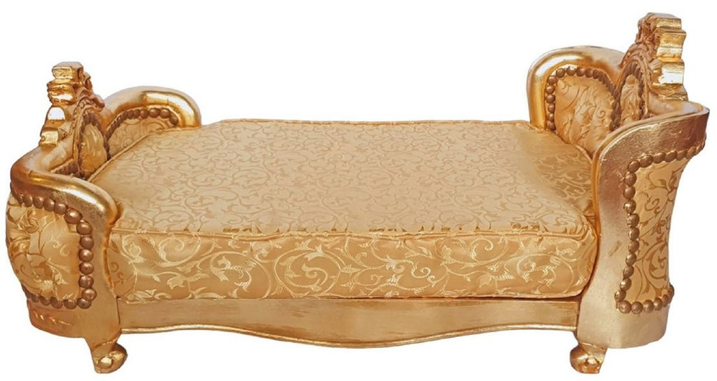 Barock Hundebett Gold Muster / Gold - Handgefertigtes Antik Stil Hundebett - Prunkvolle Hunde Möbel im Barockstil - Antik Stil Tiermöbel - Barock Tiermöbel