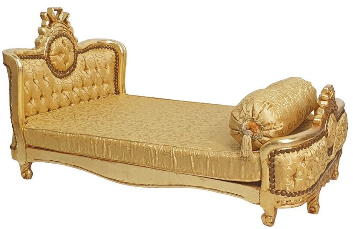 Barock Hundebett Gold Muster / Antik Gold - Handgefertigtes Antik Stil Hundebett - Prunkvolle Hunde Möbel im Barockstil - Antik Stil Tiermöbel - Barock Tiermöbel