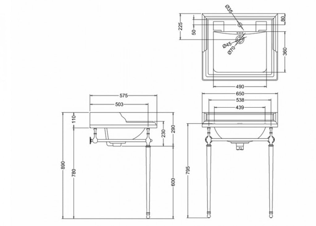 Art Deco Stand Waschtisch Weiß / Chrom - Jugendstil Waschbecken Barock Antik Stil