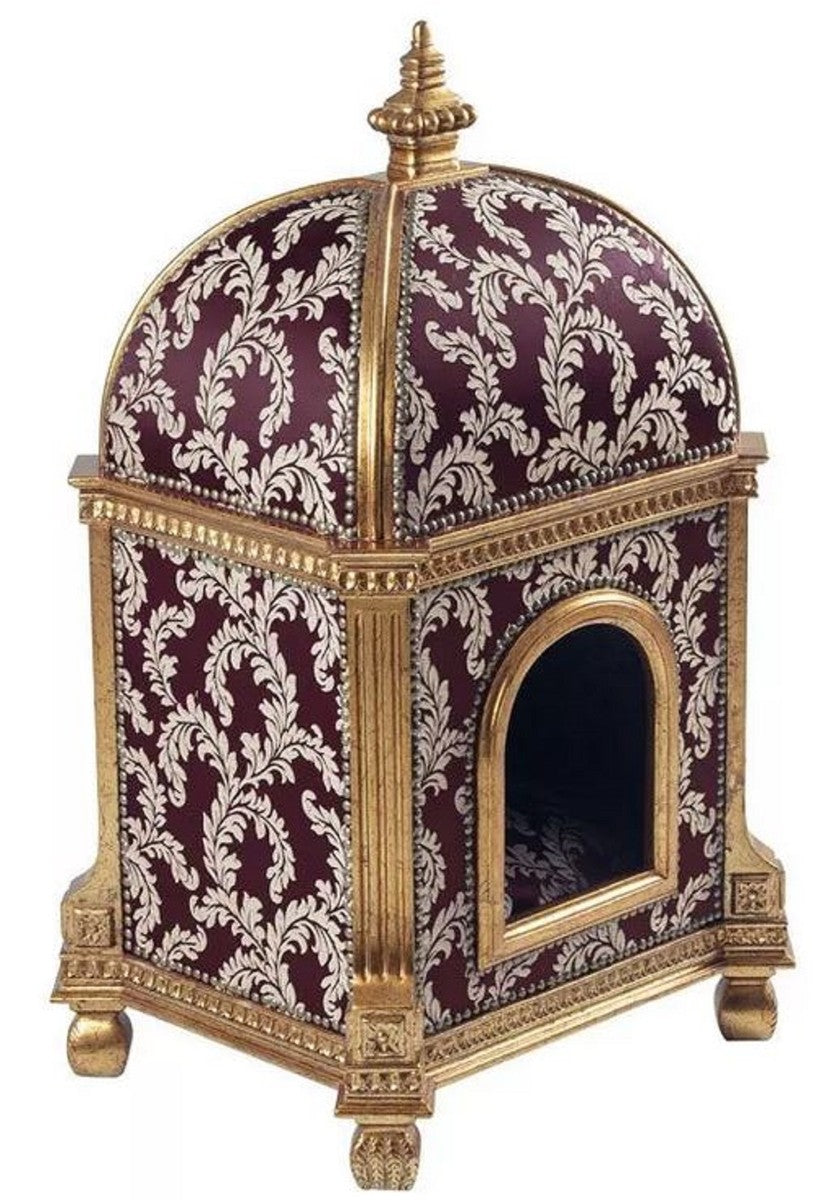 Barock Katzenhaus Lila / Gold H. 94 cm - Barock Tiermöbel