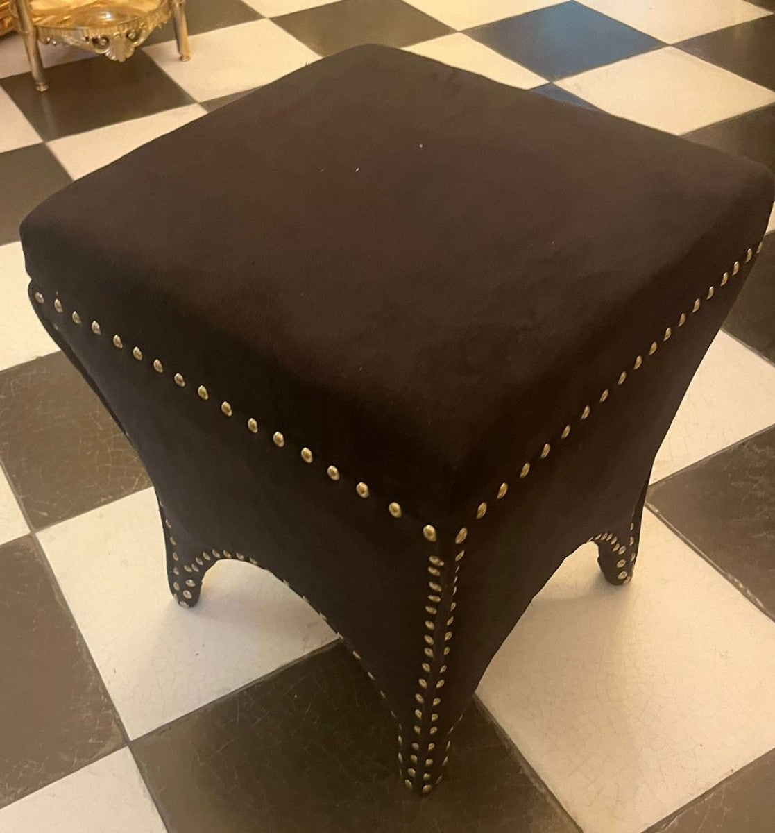 Barock Hocker Schwarz H. 45 cm - Barockstil Möbel