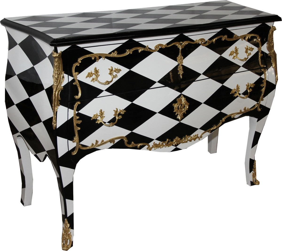 Barock Kommode Karo Design 124 cm Antik Look