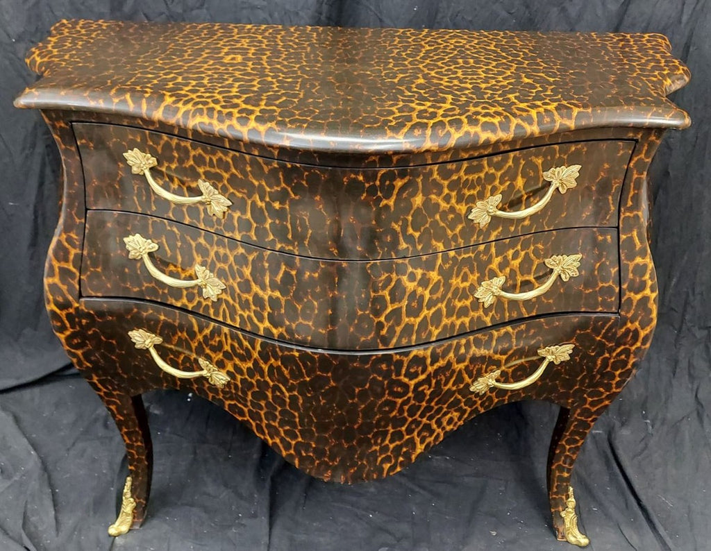 Barock Kommode mit 3 Schubladen Leopard / Gold - Handgefertigte Massivholz Kommode im Barockstil - Schlafzimmer Möbel im Barockstil - Barock Möbel - Barock Einrichtung