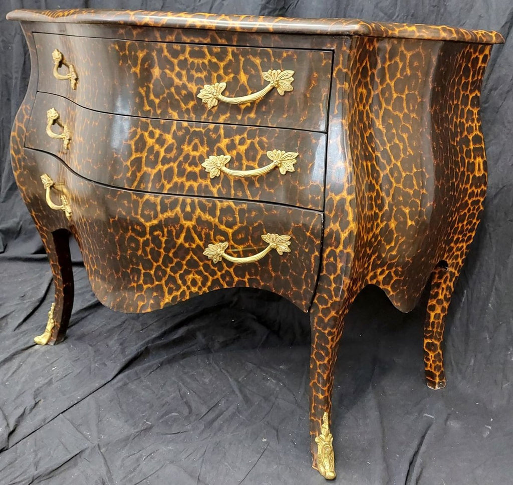 Barock Kommode mit 3 Schubladen Leopard / Gold - Handgefertigte Massivholz Kommode im Barockstil - Schlafzimmer Möbel im Barockstil - Barock Möbel - Barock Einrichtung