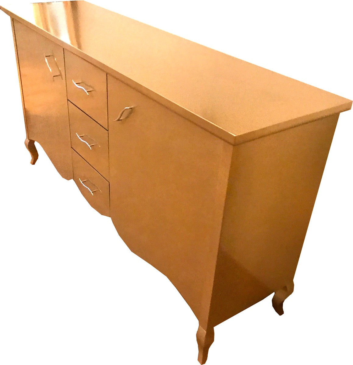 Barock Kommode mit 2 Türen und 3 Schubladen Gold 160 x 45 x H. 87 cm - Modernes Barock Sideboard - Barock Wohnzimmermöbel