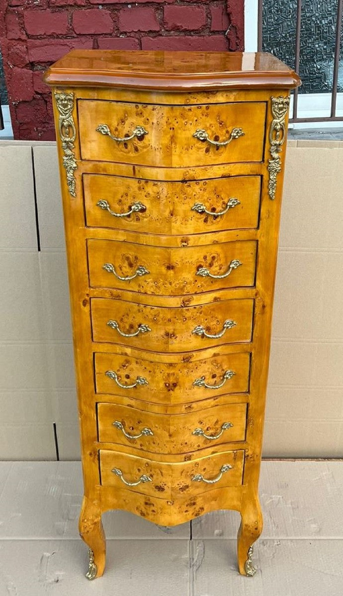 Barock Kommode Vogelaugen Ahorn - Handgefertigter Barockstil Massivholz Schrank im mit 7 Schubladen - Wohnzimmer Möbel im Barockstil - Barock Möbel - Barock Einrichtung