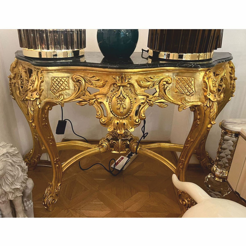 Barock Konsole mit Marmorplatte Gold / Schwarz 150 cm - 1B Ware