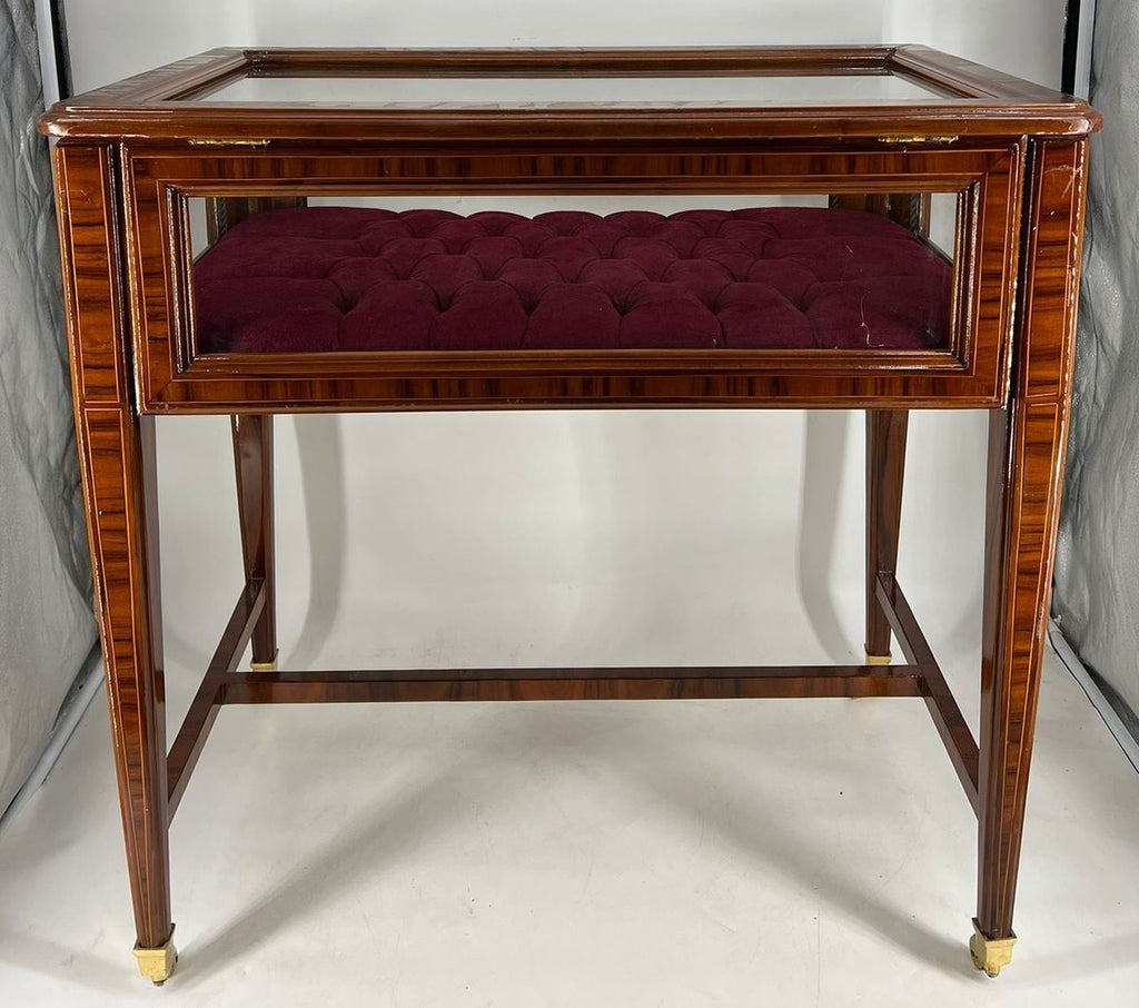 Barock Ladenvitrine mit aufklappbarem Deckel Braun / Bordeauxrot - Barock Möbel - 1B Ware