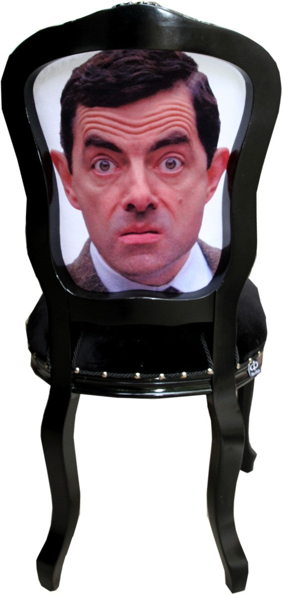 Barock Luxus Esszimmer Stuhl Karikatur Design / Schwarz - Designer Stuhl - Design Möbel