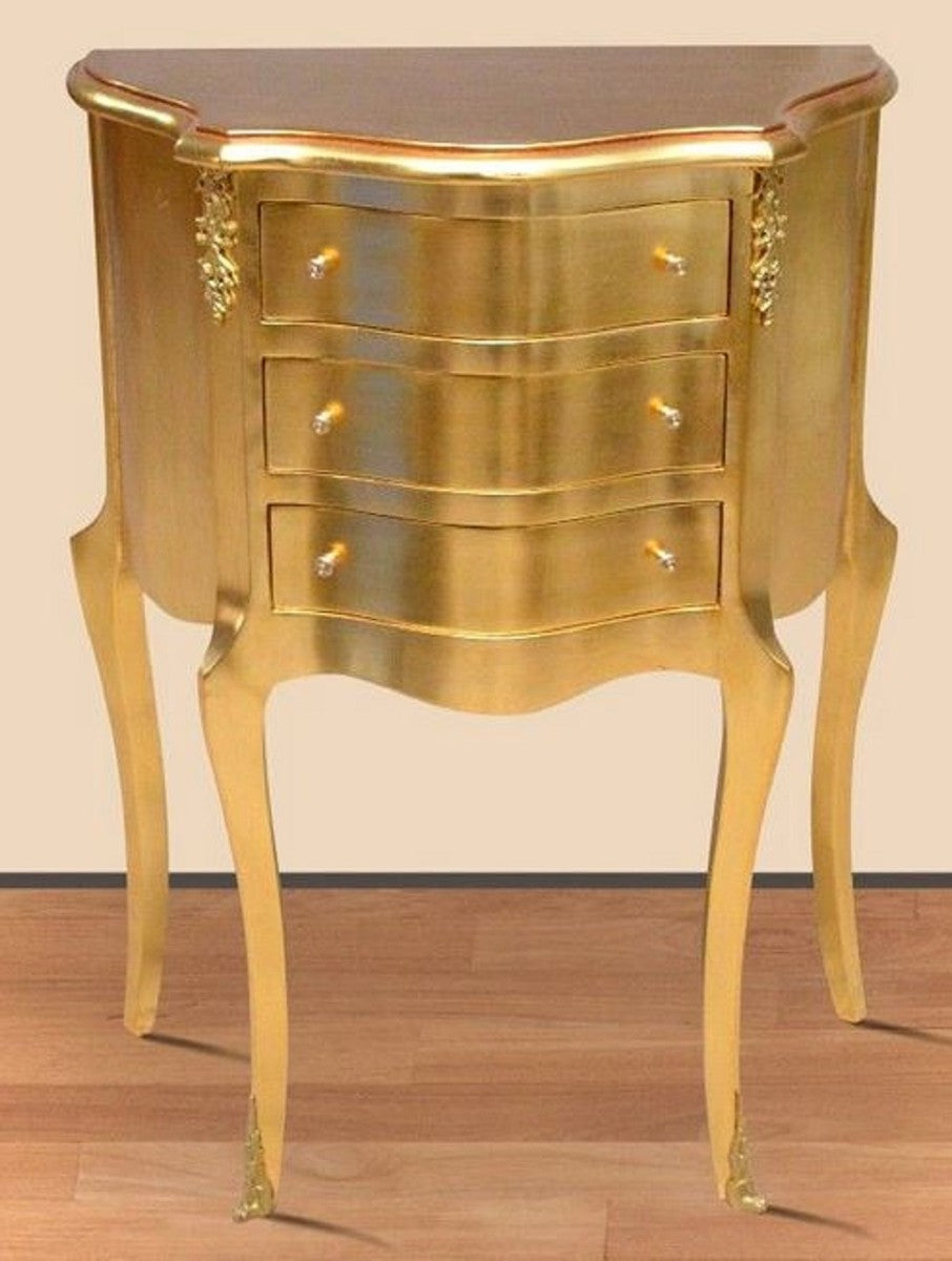 Barock Kommode mit 3 Schubladen Gold - Möbel