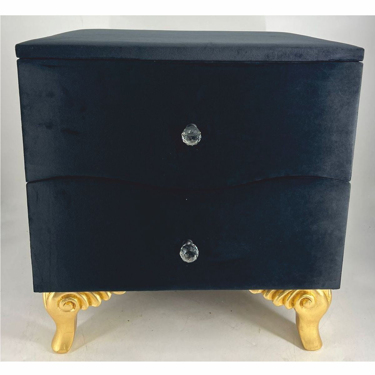 Barock Nachtkommode mit 2 Schubladen Schwarz / Gold - Barockstil Schlafzimmer Möbel