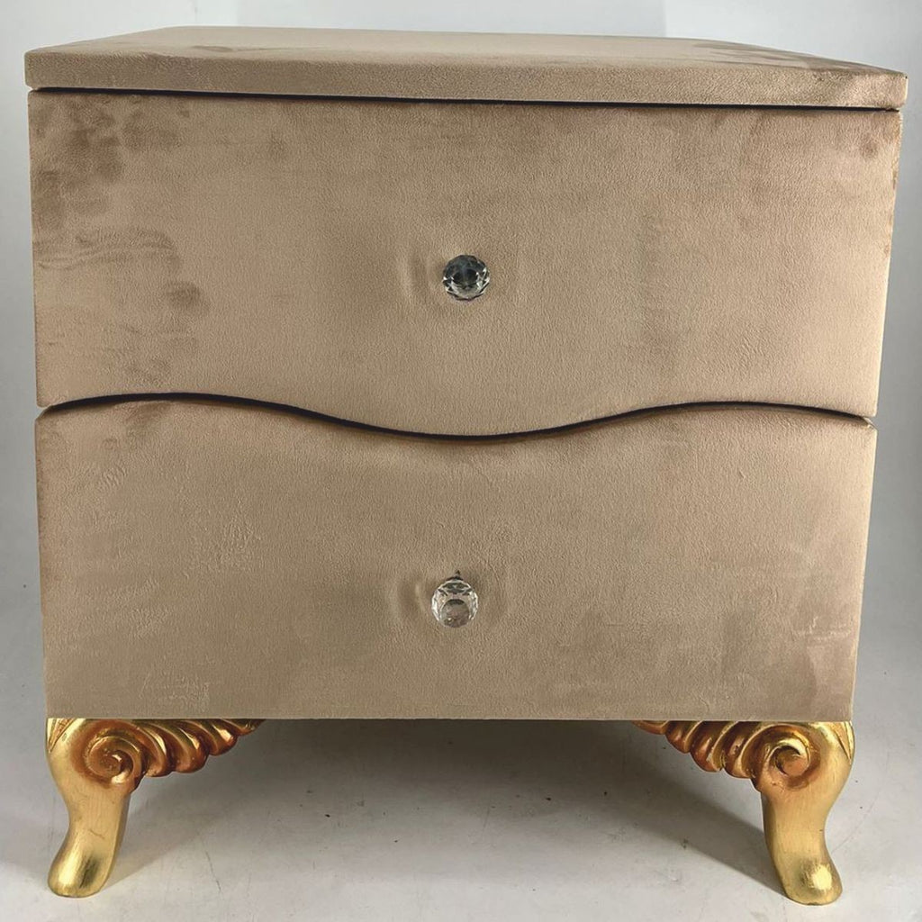 Barock Nachtkommode mit 2 Schubladen Braun / Gold - Barockstil Schlafzimmer Möbel