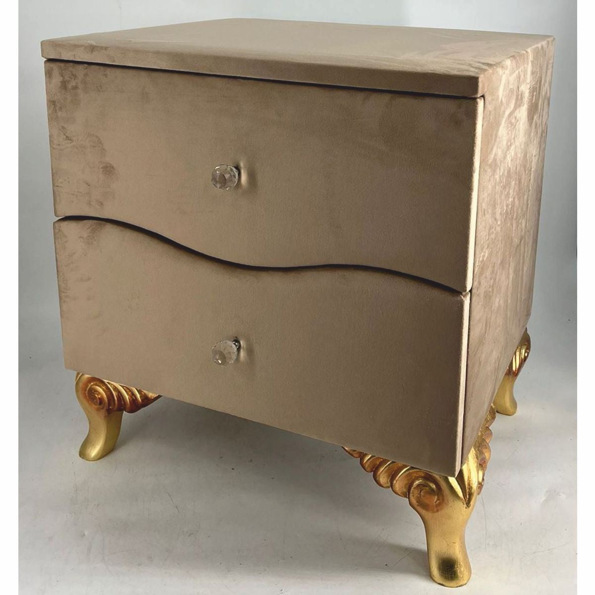 Barock Nachtkommode mit 2 Schubladen Braun / Gold - Barockstil Schlafzimmer Möbel