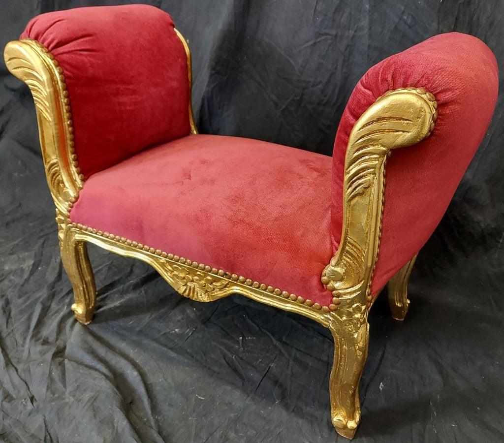 Barock Schemel Rot / Gold - Handgefertigter Antik Stil Hocker - Barockstil Hocker - Wohnzimmer Möbel im Barockstil - Barockstil Möbel - Barock Möbel - Barock Einrichtung