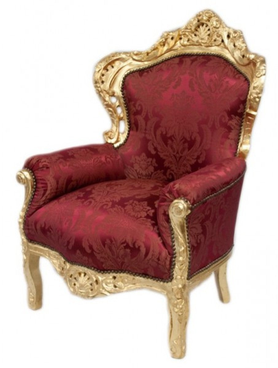 Barock Sessel King Bordeaux Muster / Gold Mod2 - Möbel im Antikstil