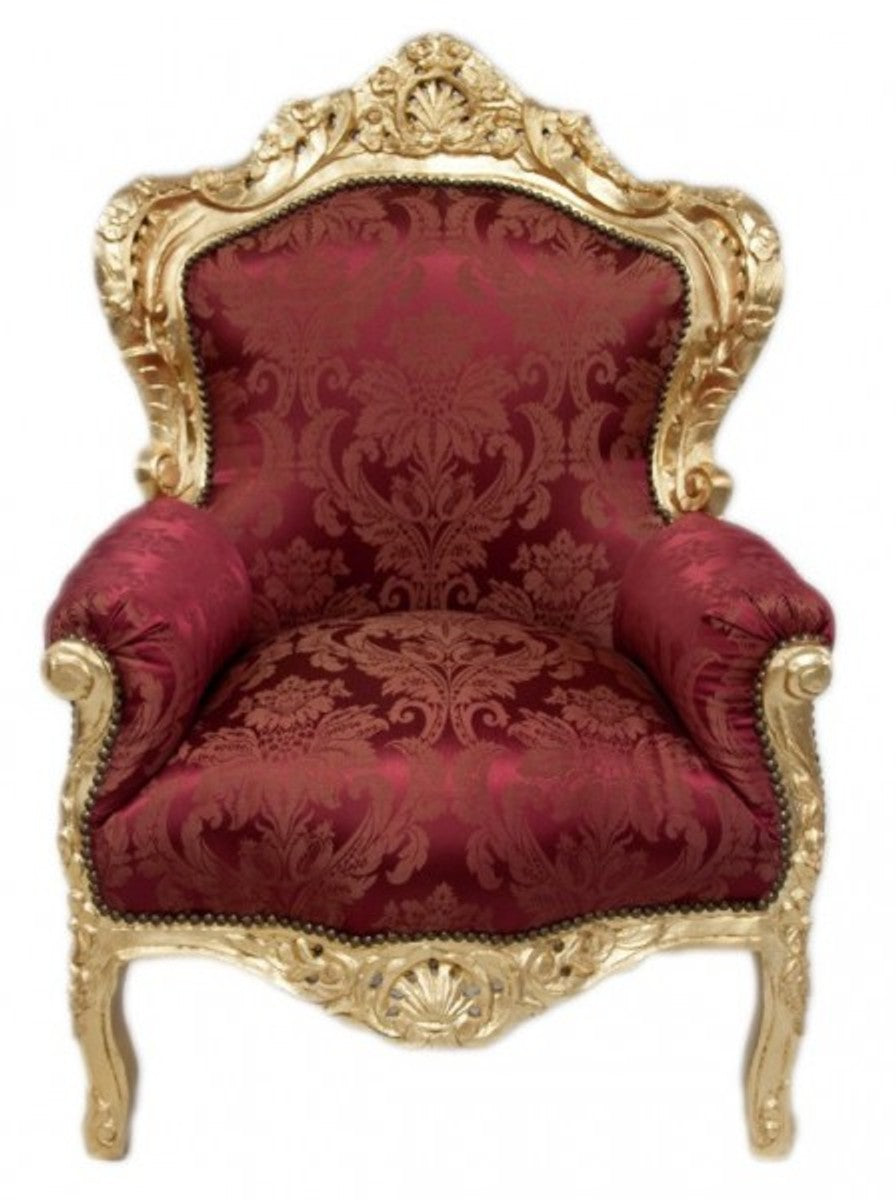 Barock Sessel King Bordeaux Muster / Gold Mod2 - Möbel im Antikstil