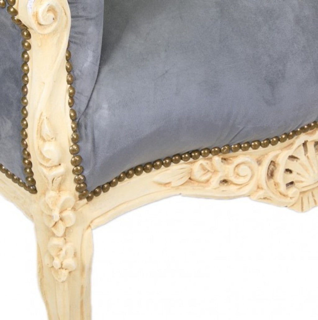 Barock Sessel King Grau / Antikstil Creme - Antikstil Möbel