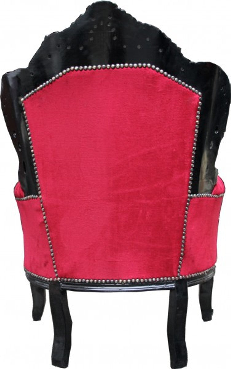 Barock Sessel King Bordeaux / Schwarz mit Bling Bling Glitzersteinen - Limited Edition