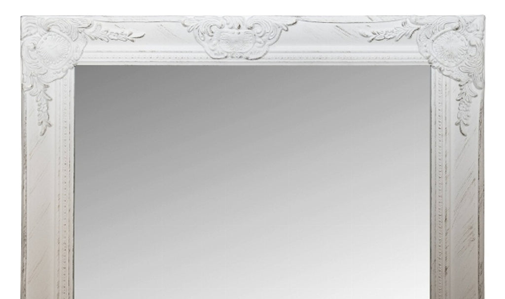 Barock Spiegel / Wandspiegel mit Holzrahmen Weiß 60 x H. 150 cm - Barockmöbel