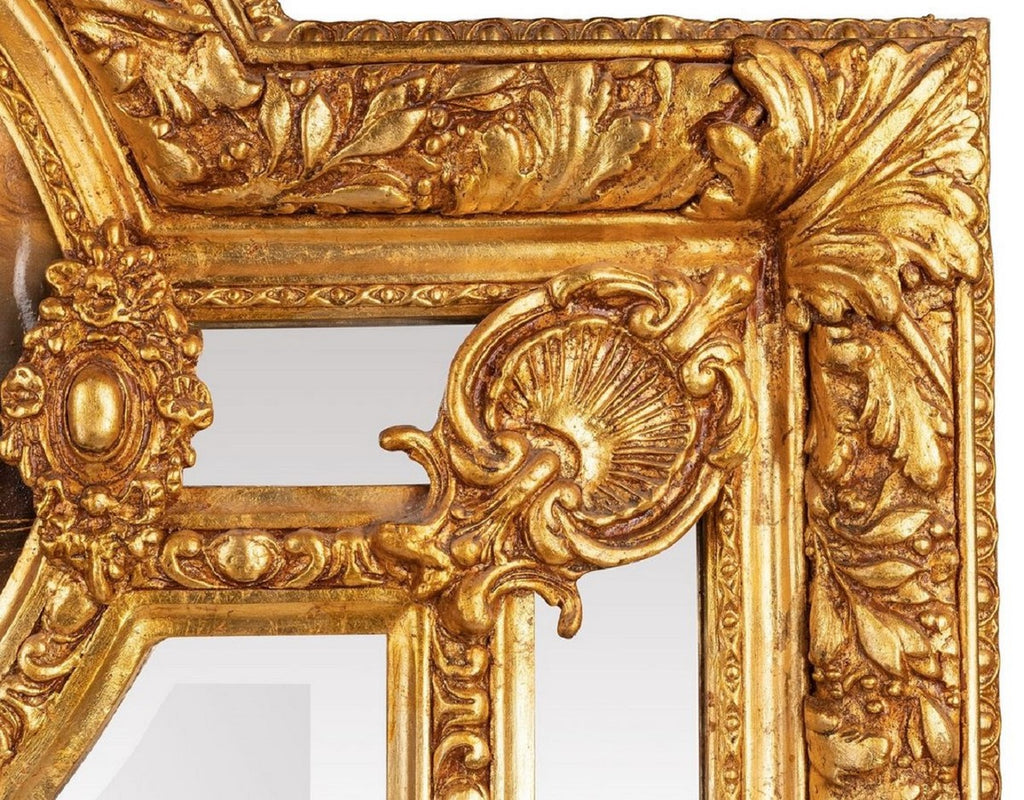 Barock Spiegel Gold - Handgefertigter Wandspiegel im Barockstil - Antik Stil Garderoben Spiegel - Prunkvoller Wohnzimmer Spiegel - Barock Möbel