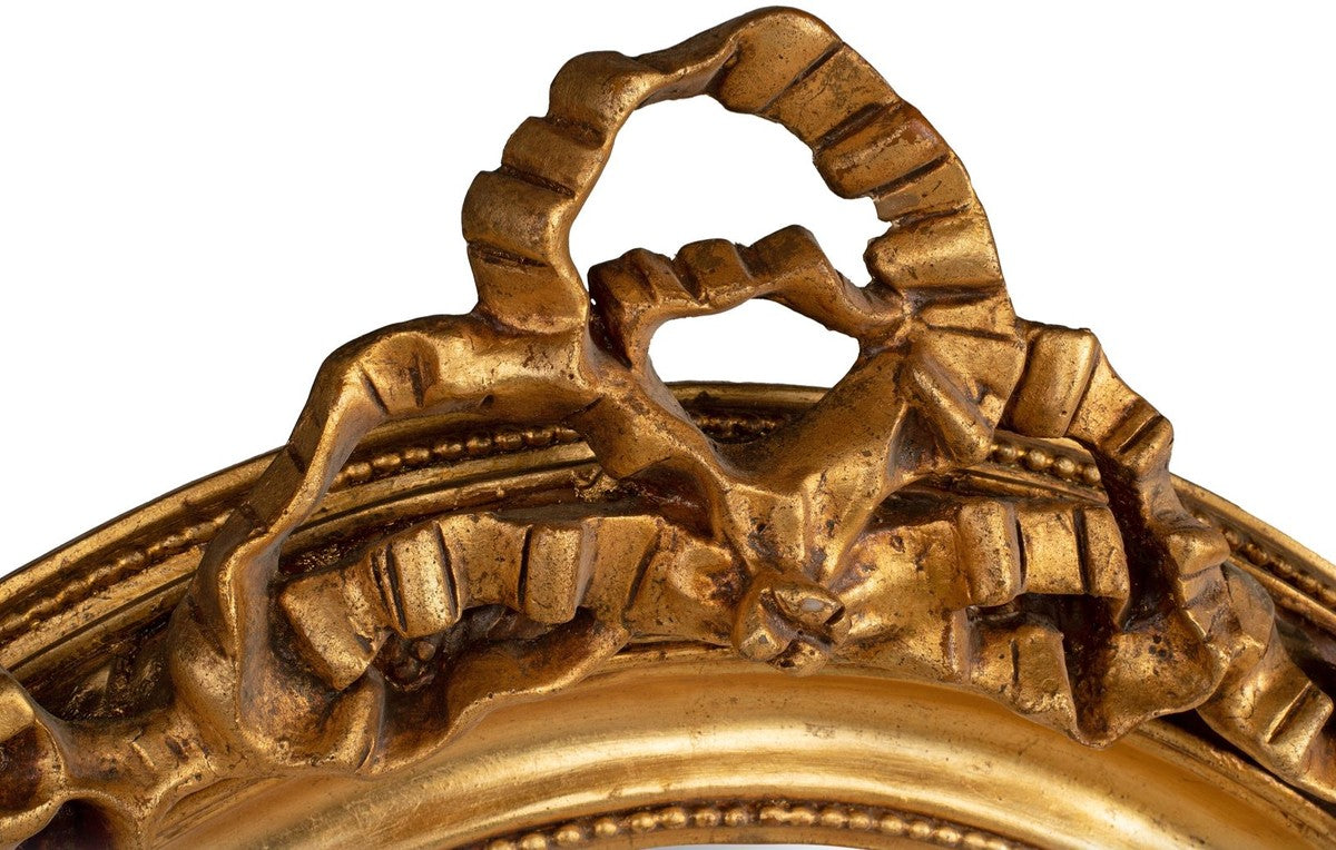 Barock Spiegel Gold 100 x 12 x H. 140 cm - Ovaler Wandspiegel im Barockstil - Antik Stil Garderoben Spiegel - Wohnzimmer Spiegel - Barock Möbel