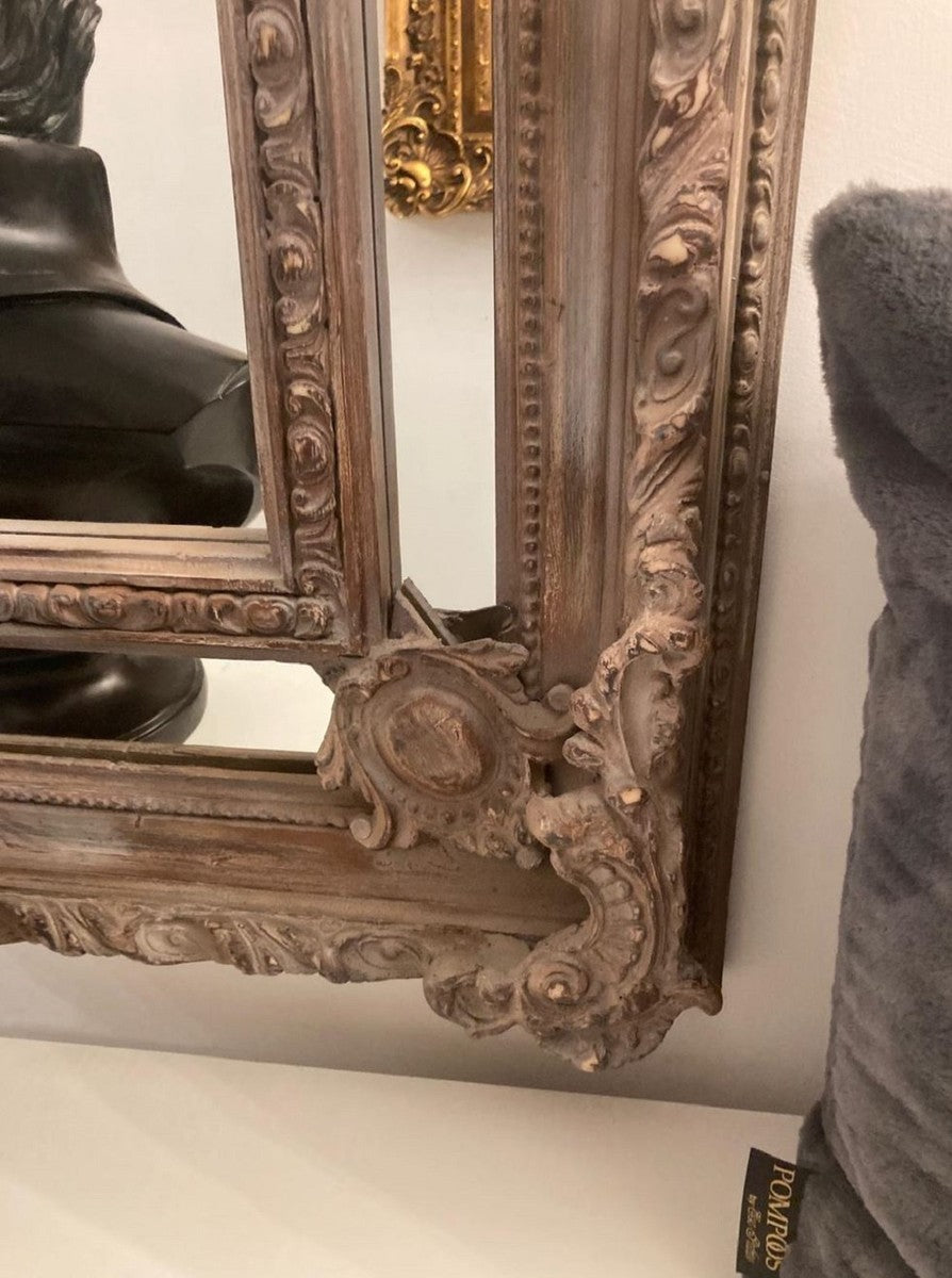 Barock Spiegel Antik Stil Braun - Prunkvoller Wandspiegel mit eleganten Verzierungen - Barock Garderoben Spiegel - Barockstil Wandspiegel - Barock Möbel - Edel & Prunkvoll