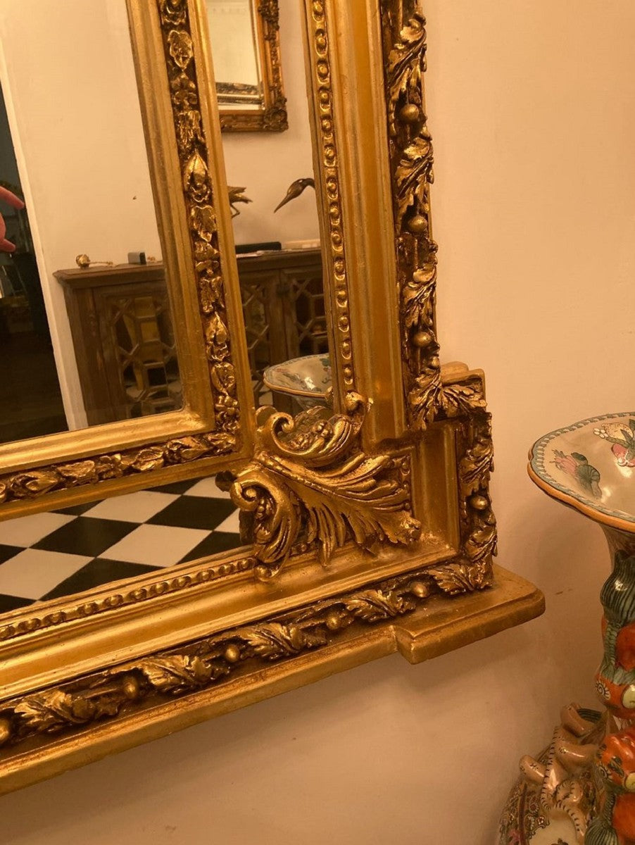 Barock Spiegel Gold - Handgefertigter Antik Stil Wandspiegel mit dekorativen Engelsfiguren - Wohnzimmer Spiegel - Garderoben Spiegel - Prunkvolle Barock Möbel