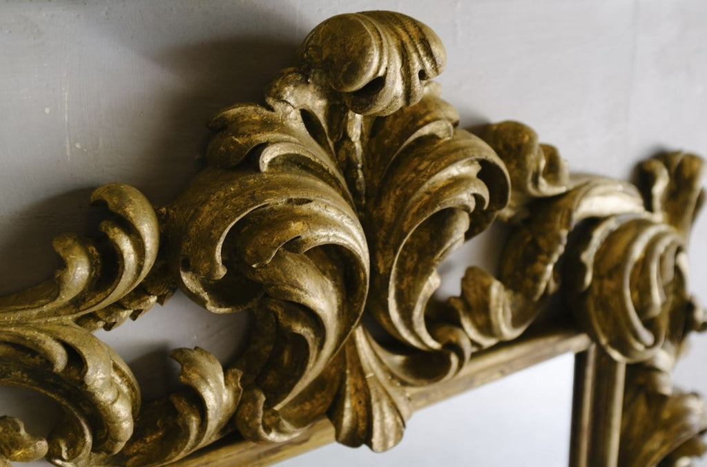 Barock Spiegel Grau / Gold 104,5 x H. 128 cm - Prunkvoller handgefertigter Wandspiegel mit dekorativem Rahmen und wunderschönen Verzierungen