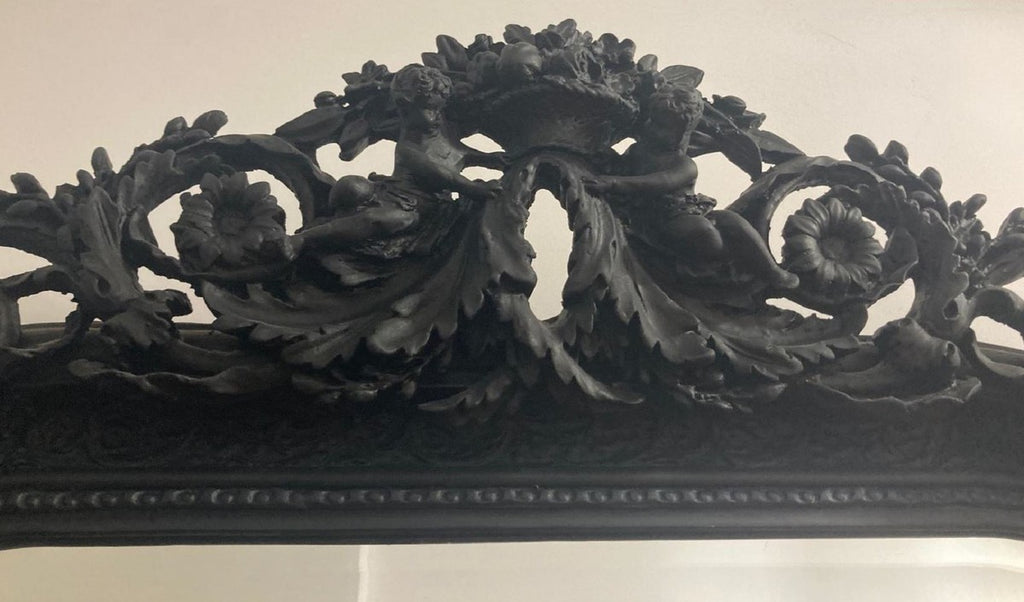 Barock Spiegel Schwarz - Prunkvoller Wandspiegel mit eleganten Verzierungen - Barockstil Wandspiegel - Barock Garderoben Spiegel - Barock Möbel - Edel & Prunkvoll