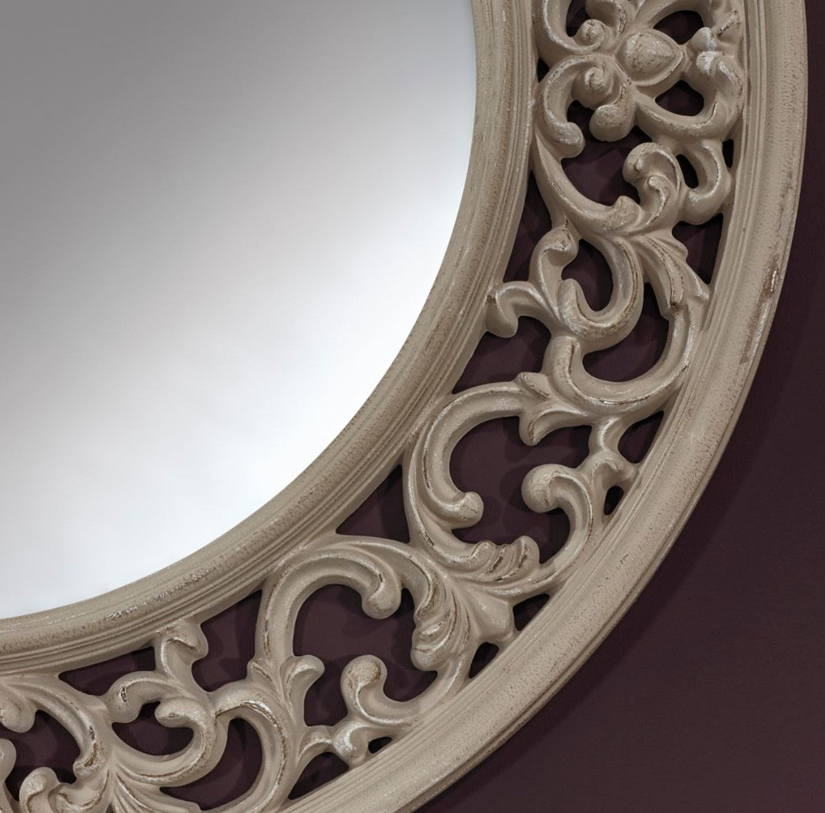 Barock Spiegel Greige Ø 100 cm - Antik Stil Wandspiegel