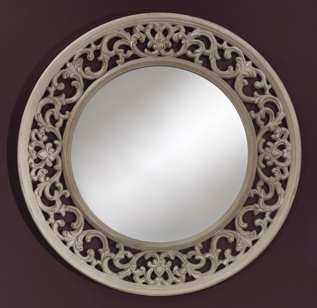Barock Spiegel Greige Ø 100 cm - Antik Stil Wandspiegel