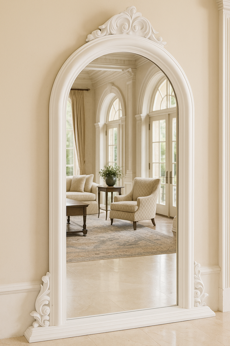 Barock Spiegel Weiss H. 130 cm - Barockstil Wandspiegel