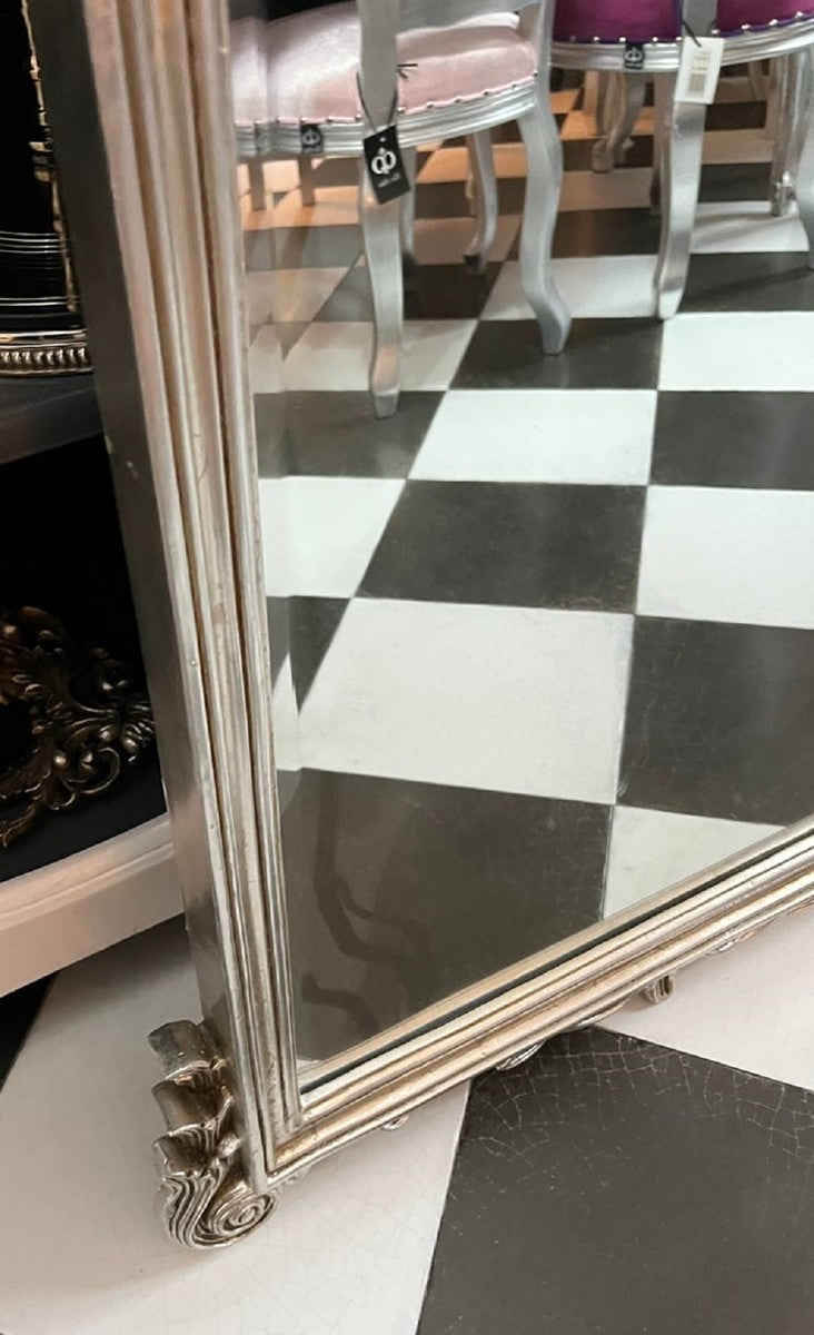 Barock Spiegel Silber - Handgefertigter Wandspiegel mit eleganten Verzierungen - Prunkvoller Barockstil Wandspiegel - Barock Garderoben Spiegel - Barock Möbel - Edel & Prunkvoll