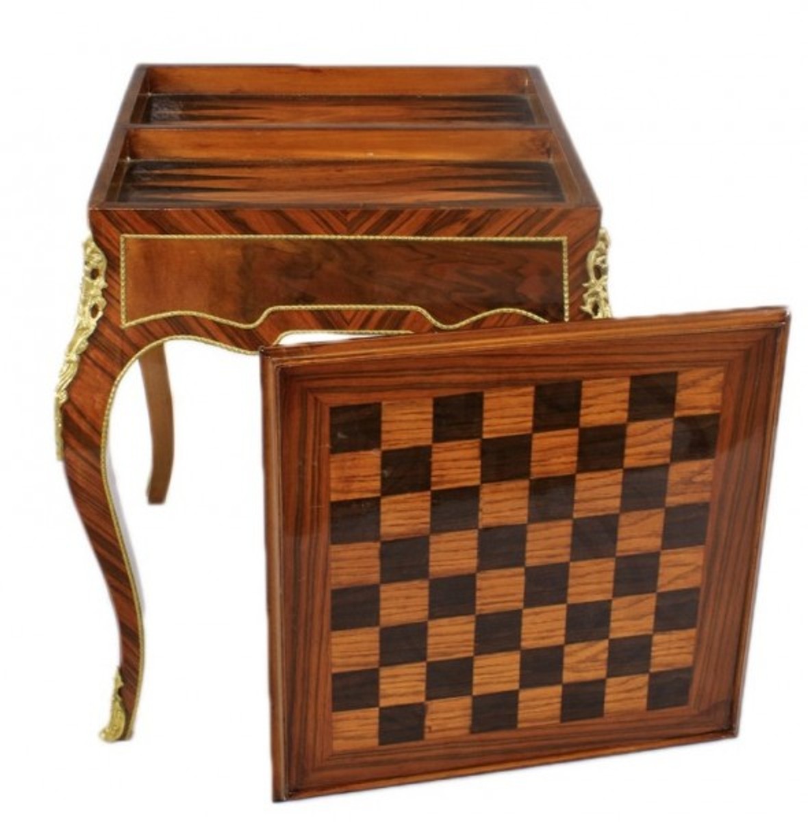 Art Deco Spieltisch Schach / Backgammon Tisch Mahagoni Braun L 60 x B 60 x H 71 cm - Möbel Antik Stil Barock