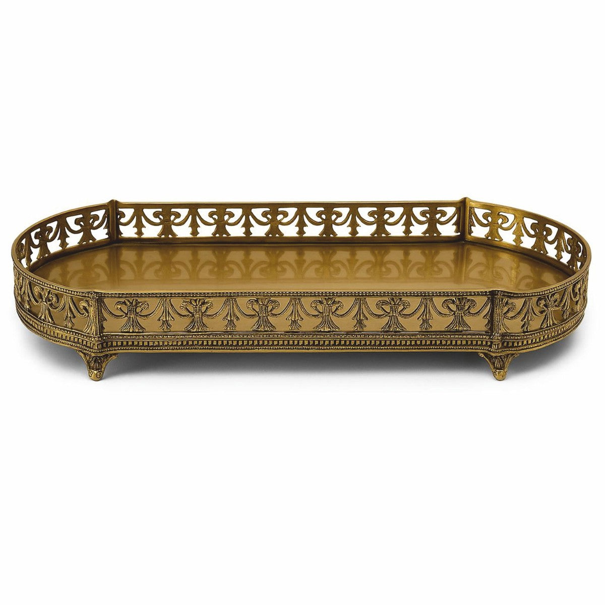 Barock Tablett Antik Messing 48 cm - Barockstil Gastronomie Accessoires