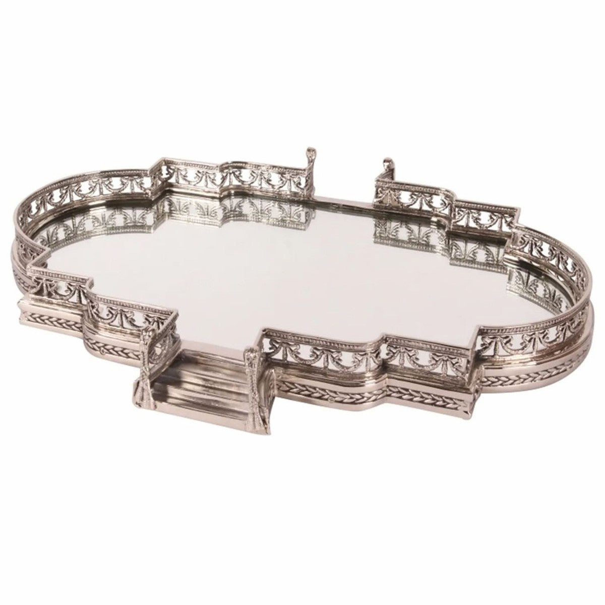 Barock Tablett Silber 57 cm - Barockstil Gastronomie Accessoires