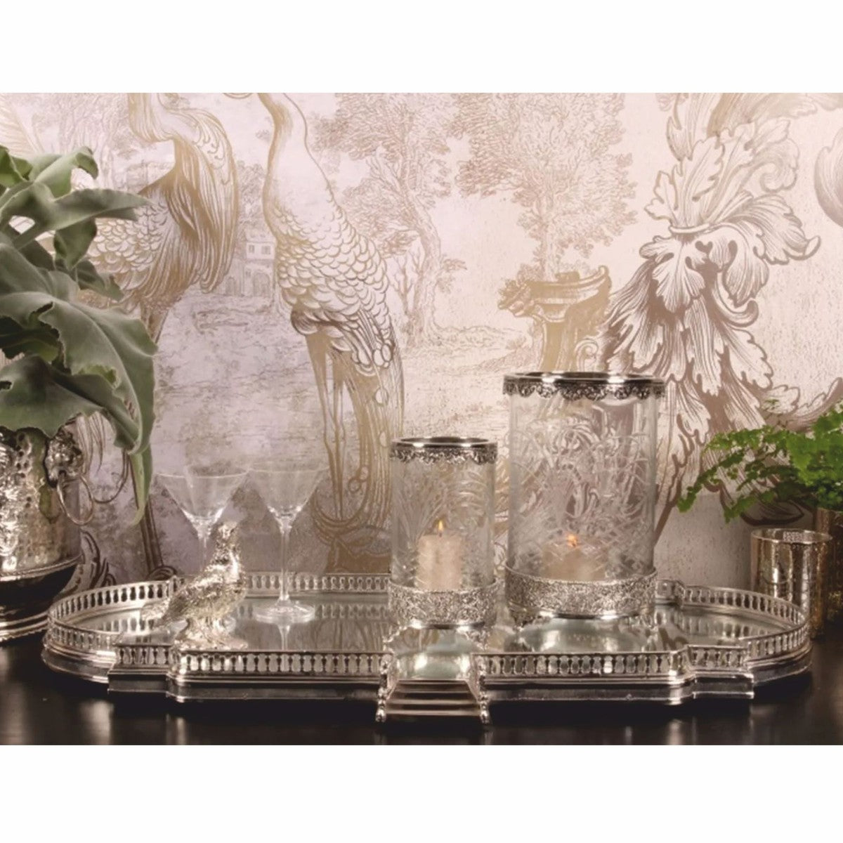 Barock Tablett Silber 57 cm - Barockstil Gastronomie Accessoires