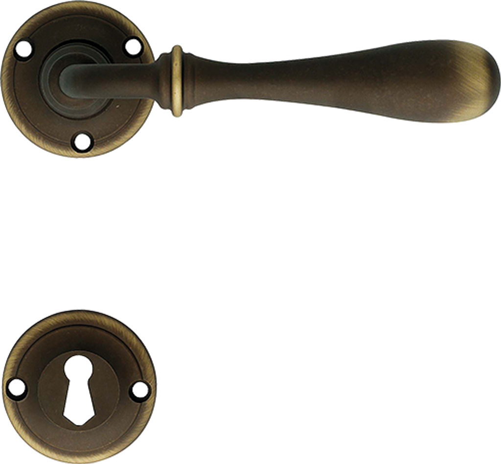 Barock Türgriff Set Französischer Antik Stil ( Klinke mit Rosette ) - Messing Türklinken - Made in Italy