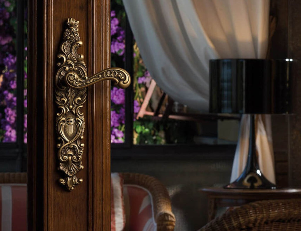 Barock Türklinken Set Messing Patiniert 14,5 x H. 35 cm - Barockmöbel