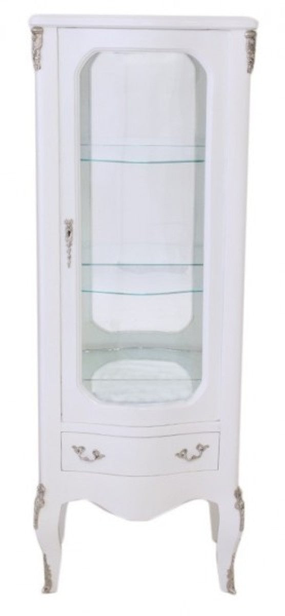 Barock Vitrine Weiß 130 cm - Vitrinenschrank - Wohnzimmerschrank