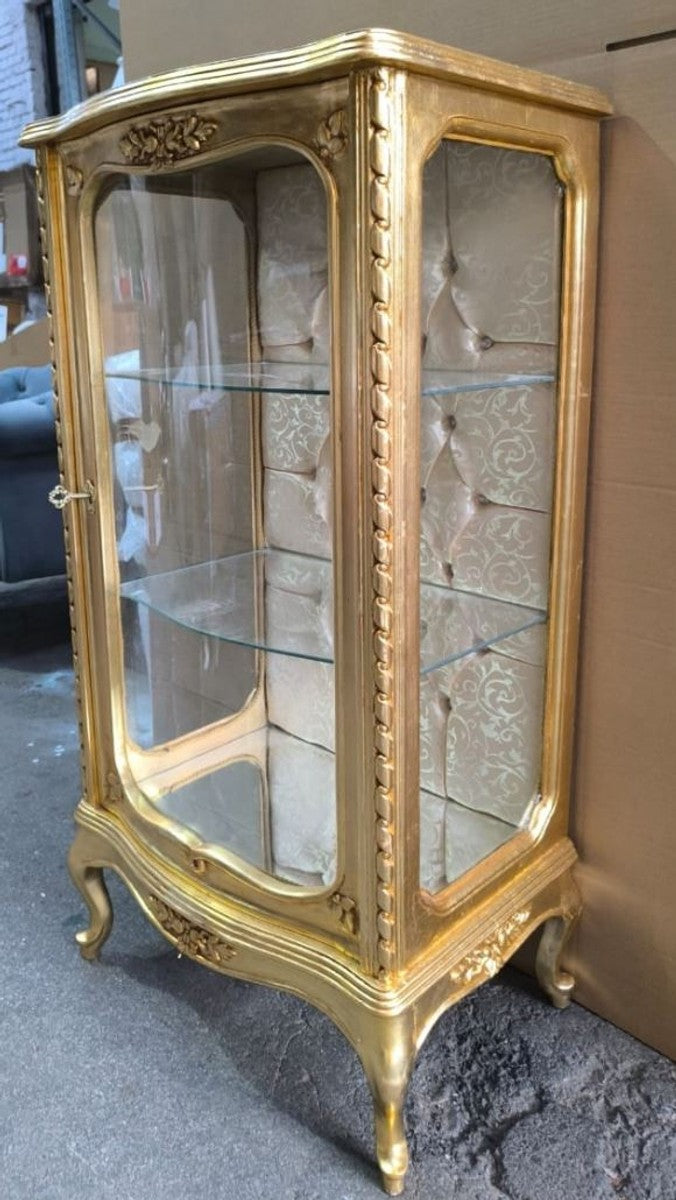 Barock Vitrine mit Glastür Gold H. 114 cm - Barockstil Möbel